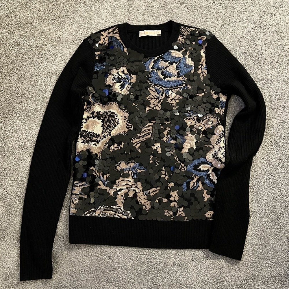 NWOT Tory Burch // sequin black sweater